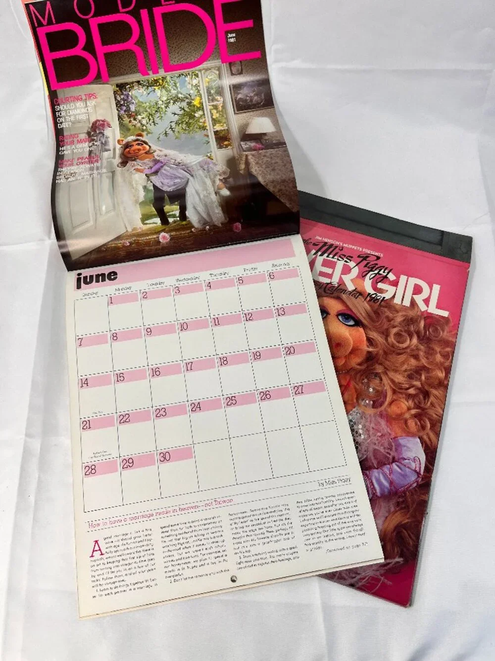 RARE Vintage 1981 Muppets MISS PIGGY Cover Girl Fantasy Calendar in Folder Cover